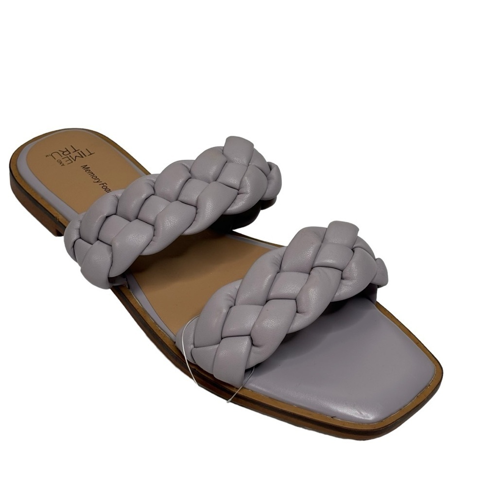 New Lavender Flat Sandals Chunky Braid Vegan Leather Comfort Memory Foam Size 9
